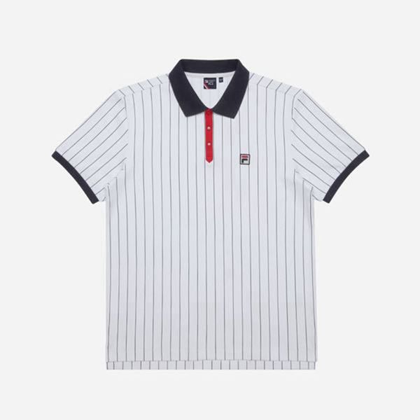 Fila Polokošeľa Damske Biele - Line Pinstripe S/S Vypredaj - Slovakia 86923-HAMZ